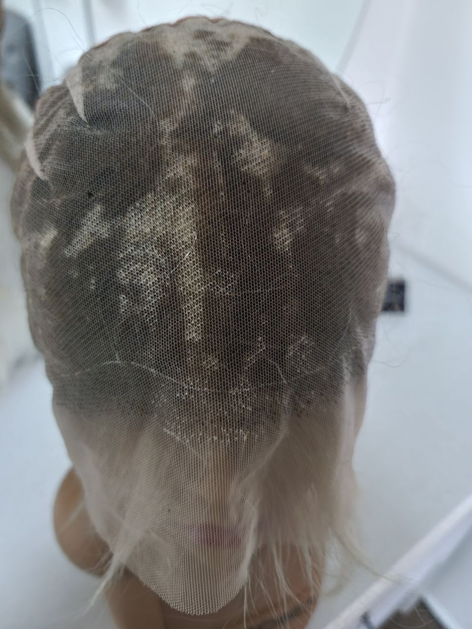 Pre-Colored Full Lace Wig Unit. Light Blonde #60 with Medium Blonde #8 Root