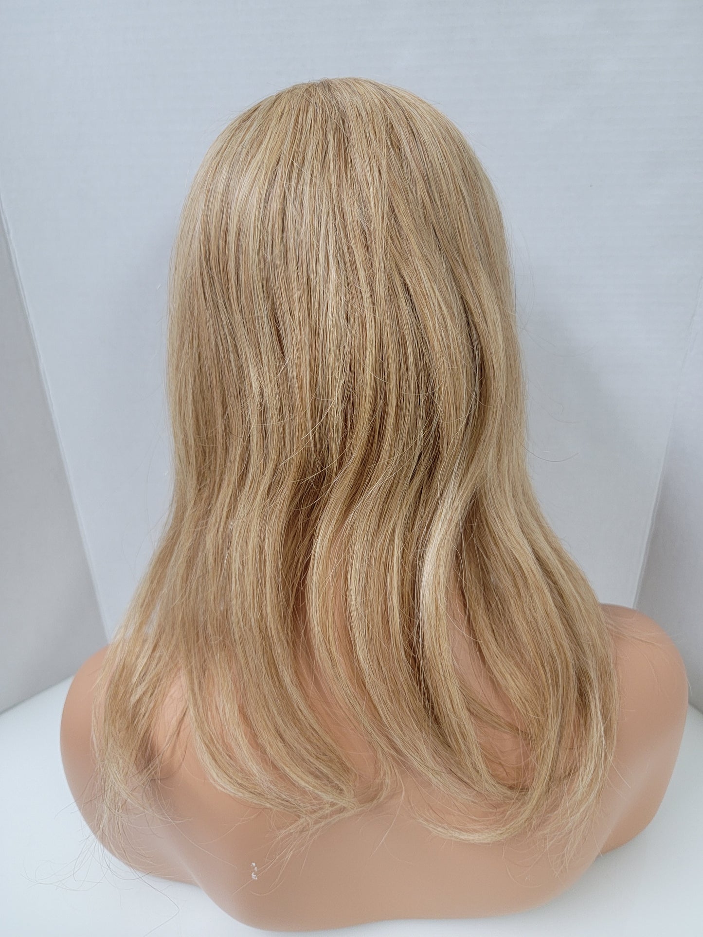 Premium 100% REMY 18 in Human Hair Topper 5x6 Mono Lace Top #8 Medium Blonde