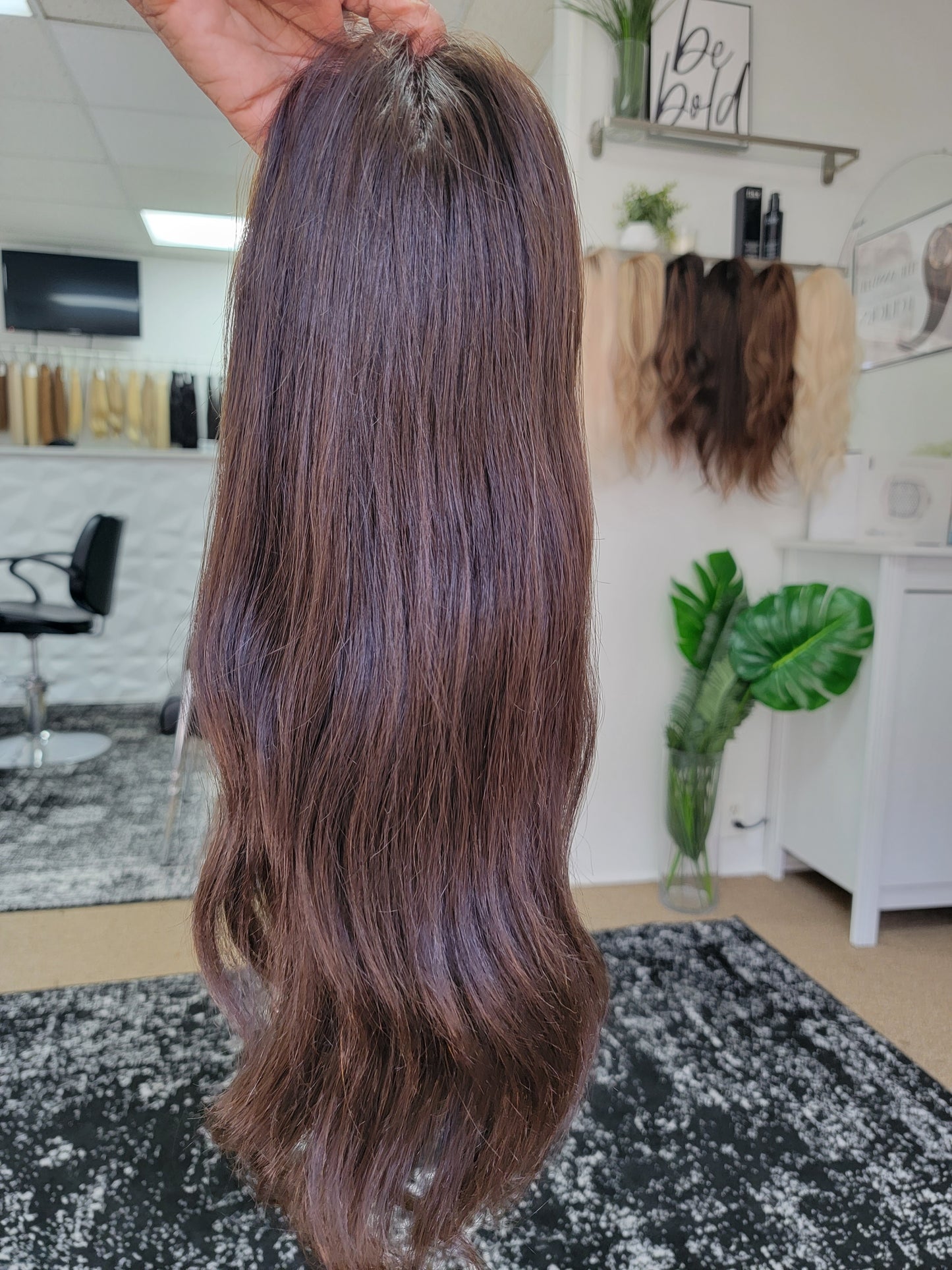 Premium 100% REMY 18 in Human Hair Topper 5x6 Mono Lace Top #4 Dark Brown