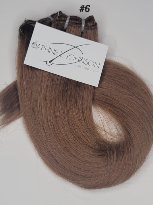 100% Human Double Weft Remy Hair Extensions Straight (#6)