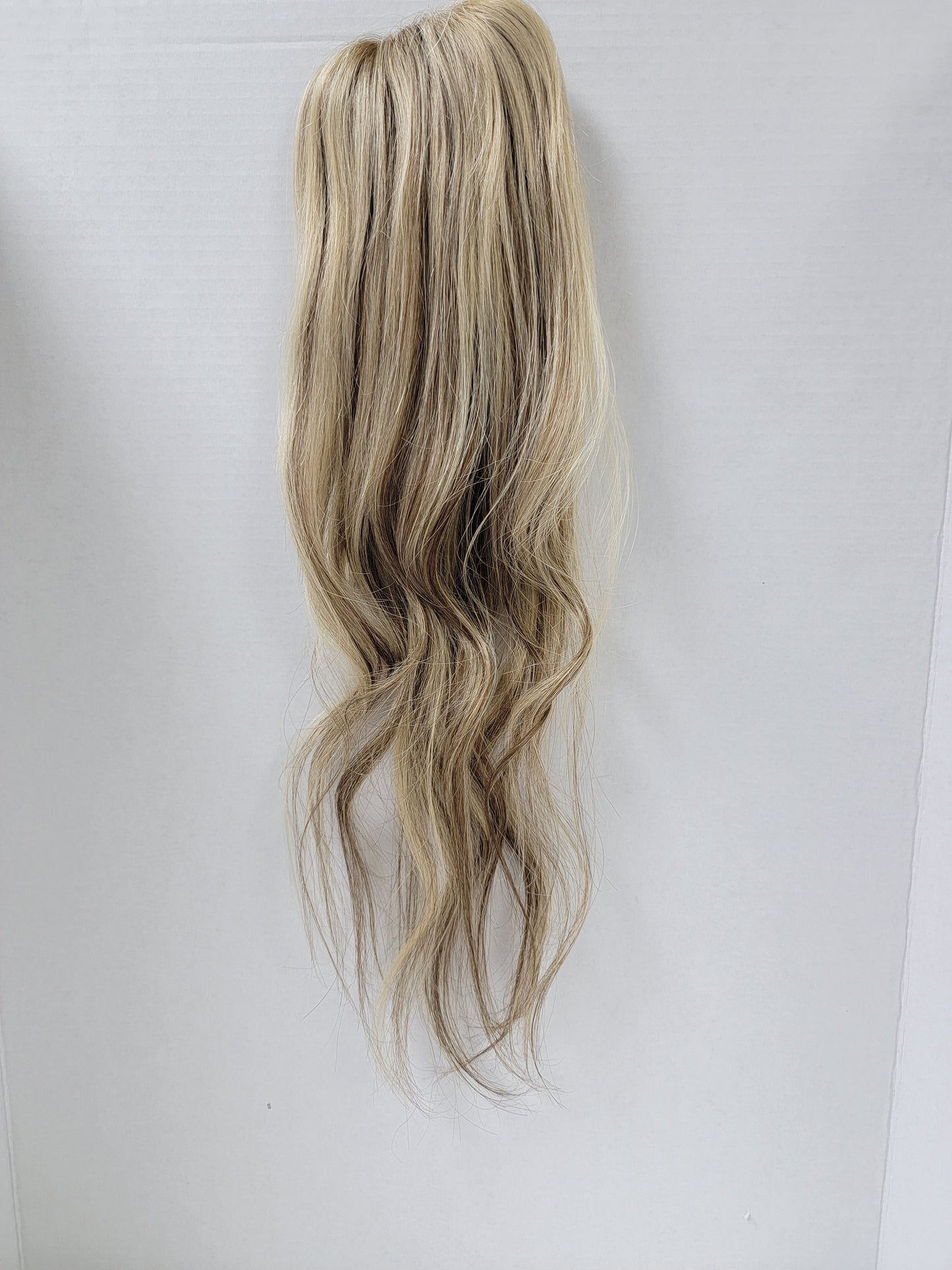 100% REMY European Hair Topper 3x5 Butter Soft #60/#4 Light Blonde with Medium Brown Highlights 12-16 in